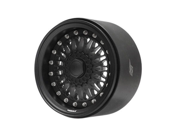 BoomRacing ProBuild 2.2" R01 Mesh Adjustable Offset Aluminum Beadlock Wheels (2) Matte Black/Matte Black BRPB2206MBKMBK