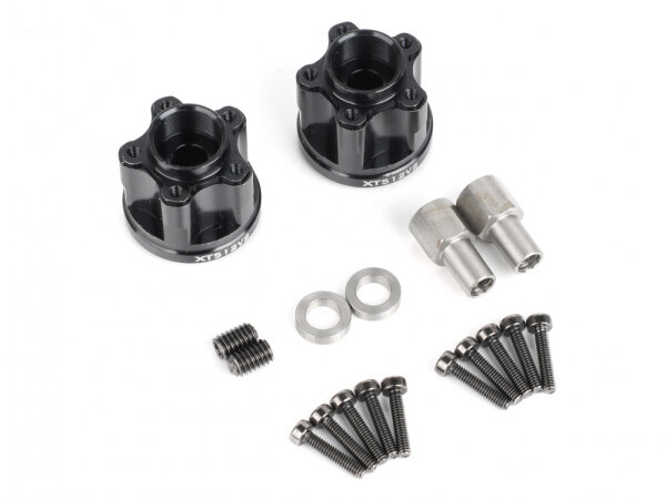 BoomRacing ProBuild XT512 5-Lug Aluminum 12mm Wheel Hub Adapters 12mm Offset Version 2  (2) Black BRXT512V2