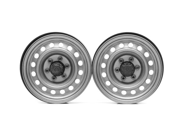 BoomRacing 1.9" Narrow 16-Hole 6-Lug Classic Steelie Reversible Beadlock Wheel w/ XT504 Hub-6LUG Front (2) Gun Metal BRW780943FG