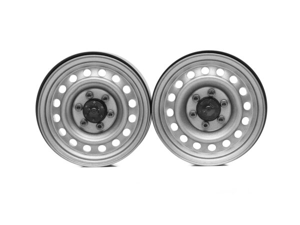 BoomRacing 1.9" Narrow 16-Hole 6-Lug Classic Steelie Reversible Beadlock Wheel w/ XT504-6LUG Hub Rear (2) Gun Metal BRW780943RGM