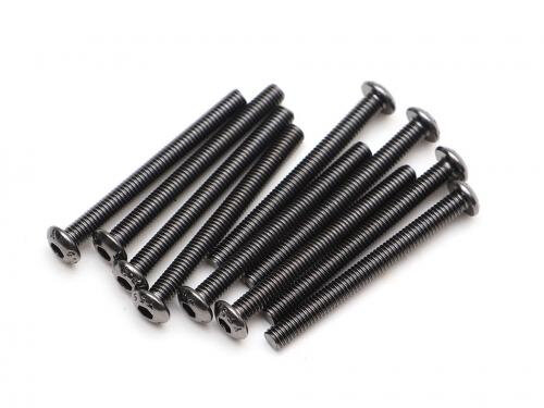 BoomRacing M3x28mm Round Head 12.9 Grade Nickel Plated Screws (10) BRASBH3028