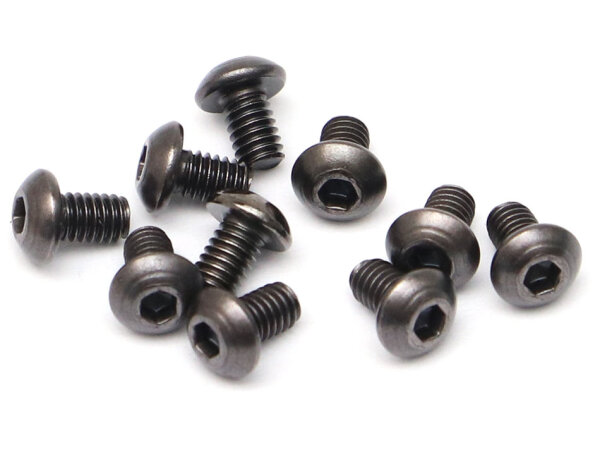 BoomRacing M2.5x4mm Round Head 12.9 Grade Nickel Plated Screws (10) BRASBH2504