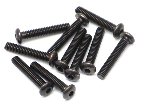 BoomRacing M2.5x14mm Round Head 12.9 Grade Nickel Plated Screws (10) BRASBH2514