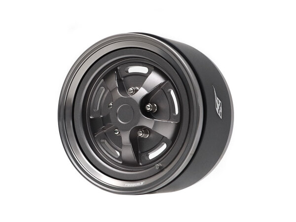 BoomRacing ProBuild 1.9"  Rostyle Classic Adjustable Offset Aluminum Beadlock Wheels (2) Gun Metal/Gun Metal BRPB059GMGM