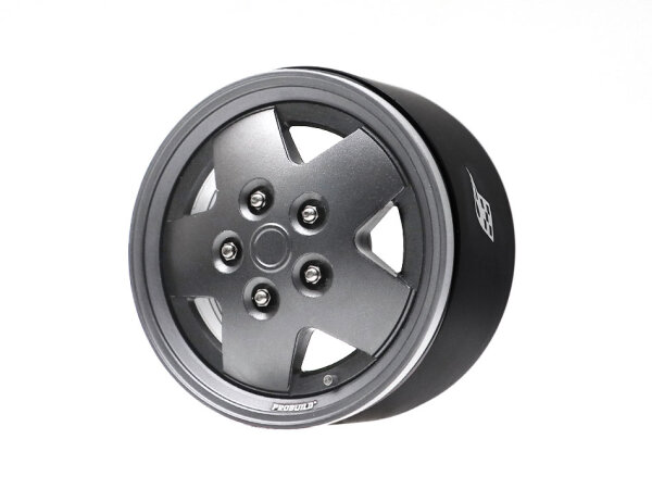 BoomRacing ProBuild 1.9" CSK LSE 5-Spoke Classic Adjustable Offset Aluminum Beadlock Wheels (2) Gun Metal/Gun Metal BRPB063GMGM