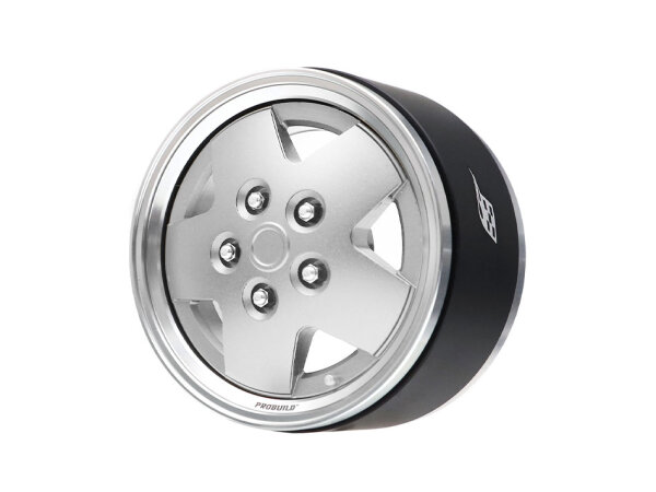 BoomRacing ProBuild 1.9" CSK LSE 5-Spoke Classic Adjustable Offset Aluminum Beadlock Wheels (2) Platinum/Platinum BRPB064PLPL
