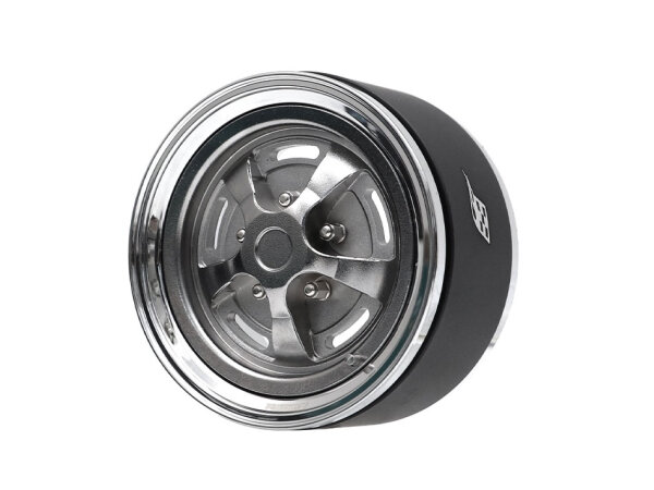 BoomRacing ProBuild 1.9" Rostyle Classic Adjustable Offset Aluminum Beadlock Wheels (2) Chrome/Chrome BRPB061CRCR