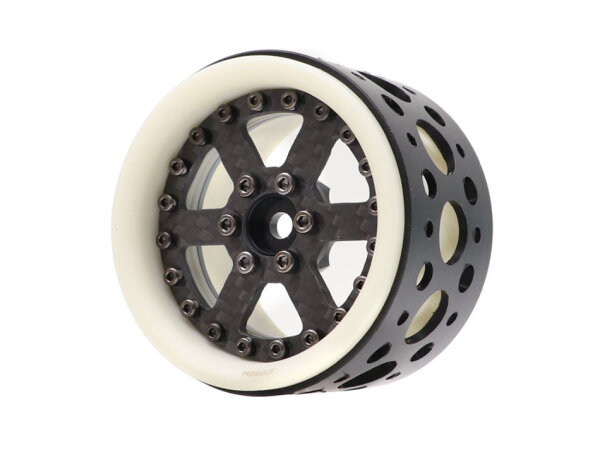 BoomRacing ProBuild 2.2" Ultra Lightweight Extra Wide Performance CF6 Adjustable Offset Beadlock Wheels (2) White/Carbon Fiber B