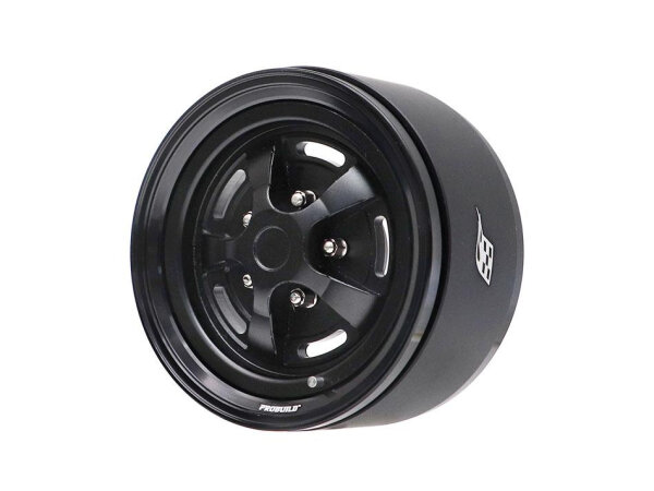 BoomRacing ProBuild 1.9" Narrow Rostyle Classic Adjustable Offset Aluminum Beadlock Wheels (2) Black/Black BRPB058BKBK-NW