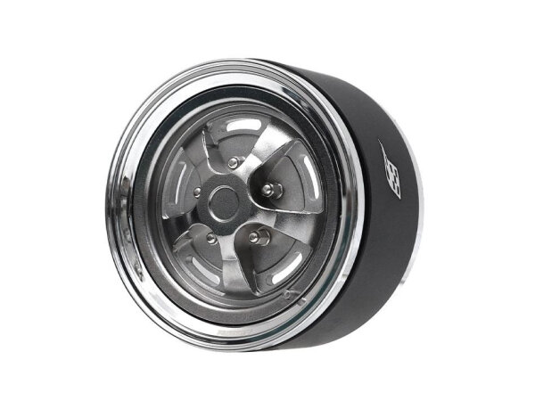 BoomRacing ProBuild 1.9" Narrow Rostyle Classic Adjustable Offset Aluminum Beadlock Wheels (2) Chrome/Chrome BRPB061CRCR-NW