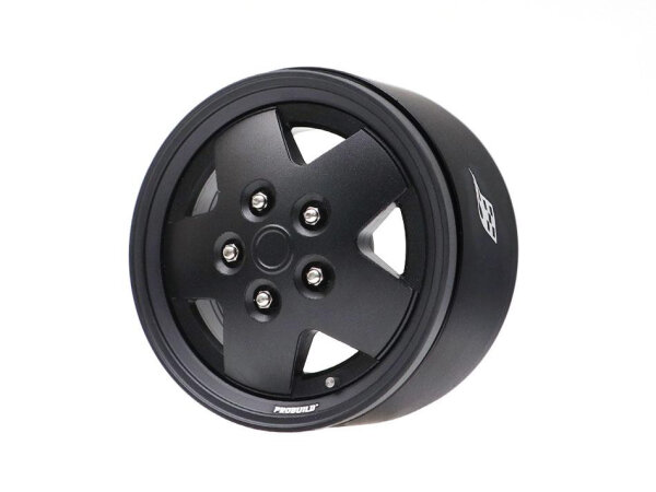 BoomRacing ProBuild 1.9" Narrow CSK LSE 5-Spoke Classic Adjustable Offset Aluminum Beadlock Wheels (2) Matte Black/Matte Black B