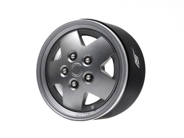 BoomRacing ProBuild 1.9" Narrow CSK LSE 5-Spoke Classic Adjustable Offset Aluminum Beadlock Wheels (2) Gun Metal/Gun Metal BRPB0