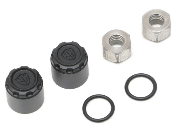 BoomRacing ProBuild Alum Wheel Center Cap for XT6 Hub w/ M5 Nut (2) Black BRPROB-20