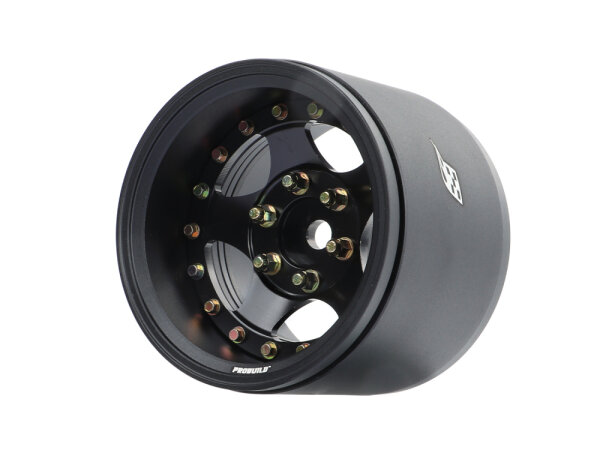 BoomRacing ProBuild 1.9" Extra Wide SV5 Adjustable Offset Aluminum Beadlock Wheels (2) Matte Black/Black BRPB082MBKBK-EW