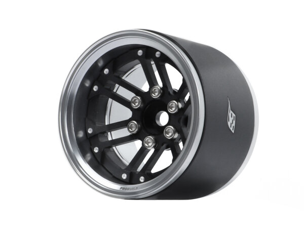 BoomRacing ProBuild 1.9" Extra Wide TWS Adjustable Offset Aluminum Beadlock Wheels (2) Platinum/Matte Black BRPB084PLMBK-EW