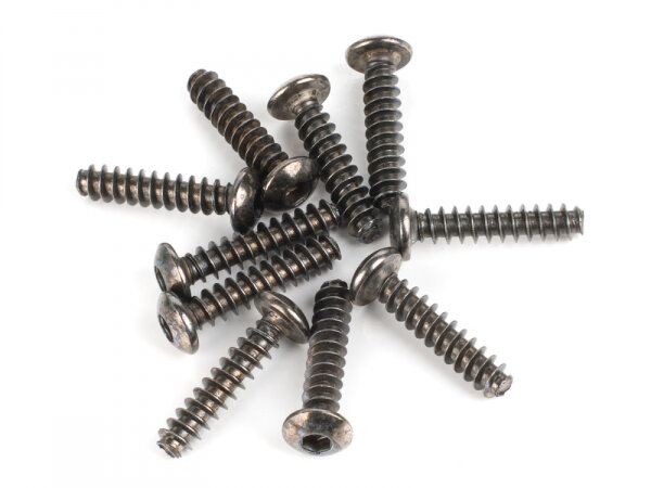 BoomRacing M3x14mm Round Head 12.9 Self Tapping Grade Screws (10) BRASBH3014/ST