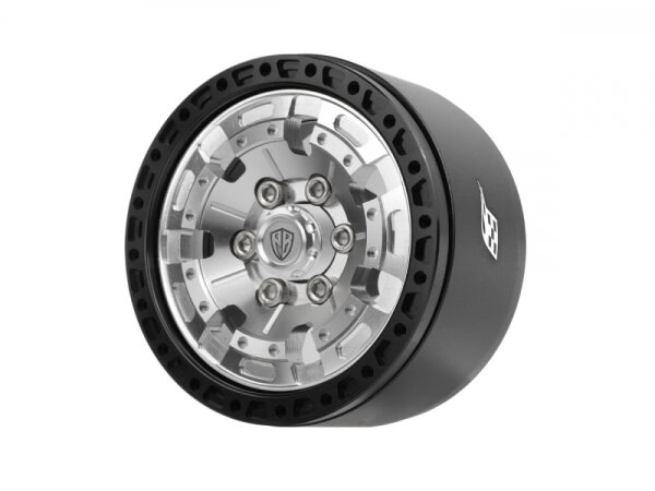 BoomRacing ProBuild 1.9" XZ7 Adjustable Offset Aluminum Beadlock Wheels (2) Black/Platinum BRPB088BKPL