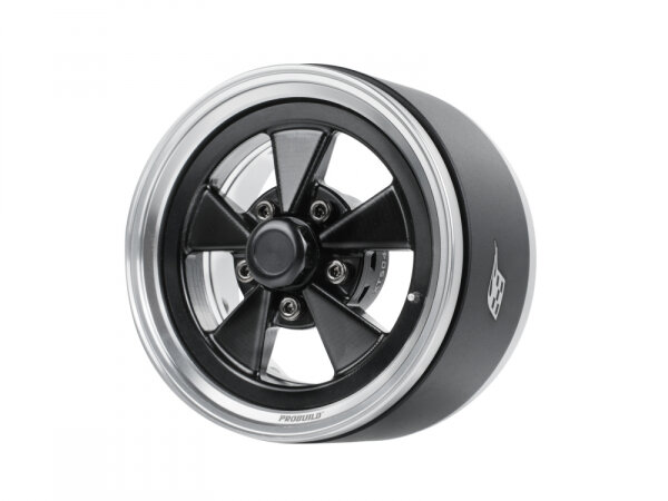 BoomRacing ProBuild 1.9" Street Mag Classic Adjustable Offset Aluminum Beadlock Wheels (2) Platinum/Black BRPB099PLBK