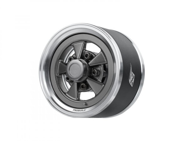 BoomRacing ProBuild 1.55" Street Mag Classic Adjustable Offset Aluminum Beadlock Wheels (2) Platinum/Gun Metal BRPB155026PLGM