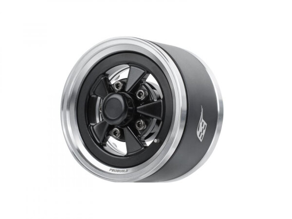 BoomRacing ProBuild 1.55" Street Mag Classic Adjustable Offset Aluminum Beadlock Wheels (2) Platinum/Black BRPB155027PLBK