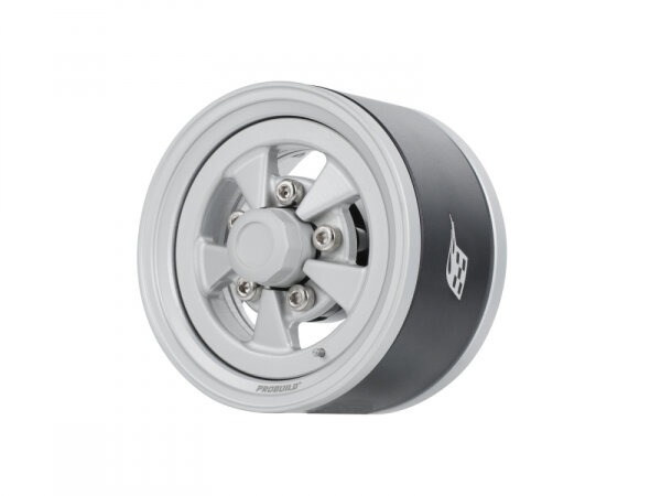 BoomRacing ProBuild 1.55" Street Mag Classic Adjustable Offset Aluminum Beadlock Wheels (2) Flat Silver BRPB155030FSFS