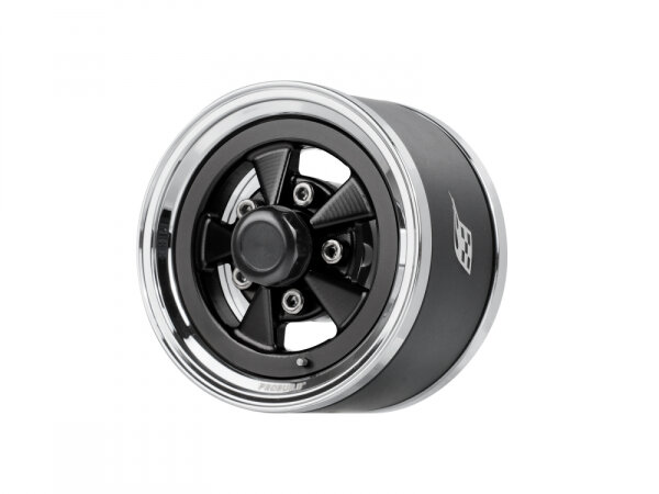 BoomRacing ProBuild 1.55" Street Mag Classic Adjustable Offset Aluminum Beadlock Wheels (2) Chrome/Black BRPB155025CRBK