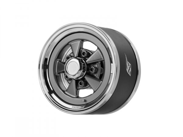 BoomRacing ProBuild 1.55" Street Mag Classic Adjustable Offset Aluminum Beadlock Wheels (2) Chrome/Gun Metal BRPB155024CRGM