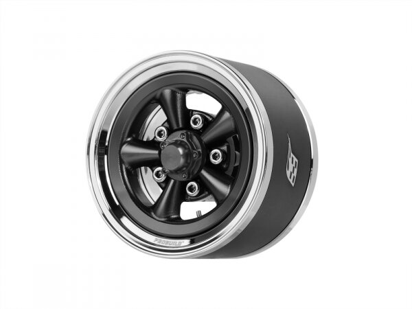 BoomRacing ProBuild 1.55" Spin Force Classic Adjustable Offset Aluminum Beadlock Wheels (2) Chrome/Black BRPB155017CRBK