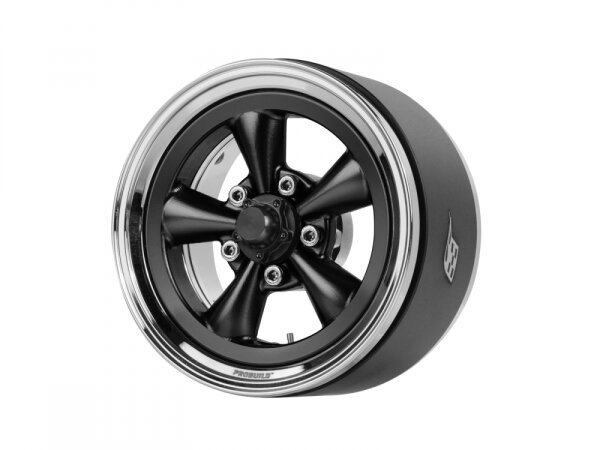 BoomRacing ProBuild 1.9 Spin Force Classic Adjustable Offset Aluminum Beadlock Wheels (2) Chrome/Black BRPB105CRBK