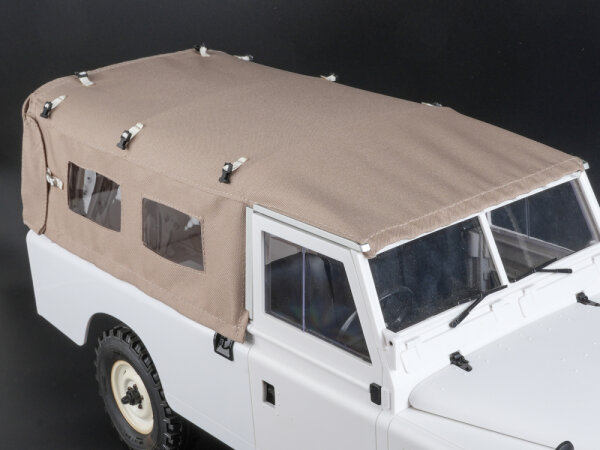 BoomRacing KUDU Full Canvas Soft Top & Hoop Set with Side Windows (Sand) for Series Land Rover 109 for BRX02 109 BRX02415SD
