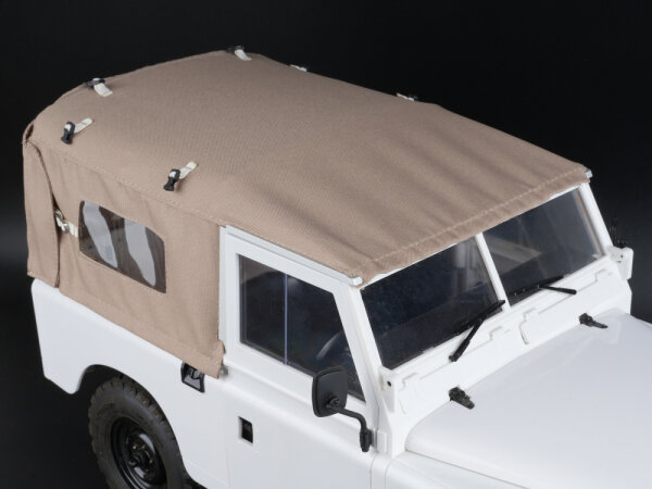 BoomRacing KUDU Full Canvas Soft Top & Hoop Set with Side Windows (Sand) for Series Land Rover 88 for BRX02 88 BRX02416SD