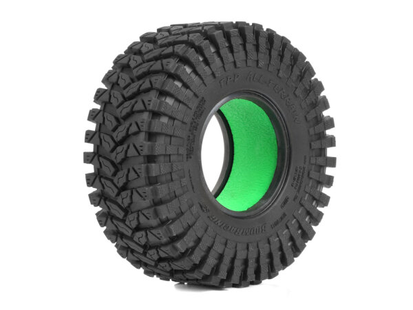 BoomRacing TPD 1.9" GEKKO RED 4.25"x1.65" / 108x41.9mm RC Crawler Tire + Rock Monster Green Foam Insert (2) BRTR19010-S-RM