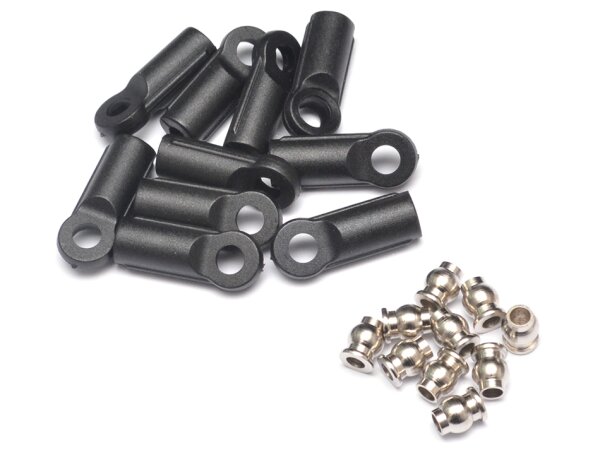 Team Raffee & Co M4 Nylon Rod Ends (Straight) 18.5MM w/ Steel Pivot Ball (5.8x3x7.4mm) (10) BRQ90336
