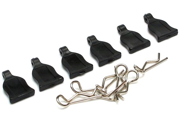 Team Raffee & Co RC Body Clip With Rubber Tab (6) Black TRC/HY00148BK