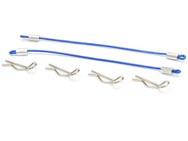 Team Raffee & Co 1/10 Car Body Clip with 80mm Cable (4) Blue TRC/HY00006B