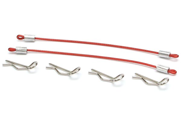 Team Raffee & Co 1/10 Car Body Clip with 80mm Cable (4) Red TRC/HY00006R
