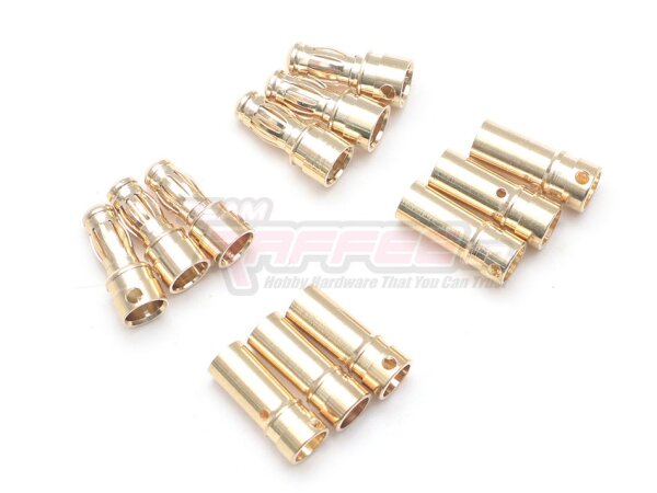 Team Raffee & Co 3.5mm Brass Gold Plated Banana Bullet Plug Male & Female for RC Motor & ESC (12) WRA0301