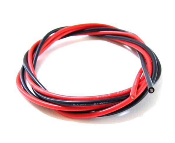 Team Raffee & Co 16 Gauge Silicone Wire Black & Red 100cm Each 16AWG 16GA WRA0012