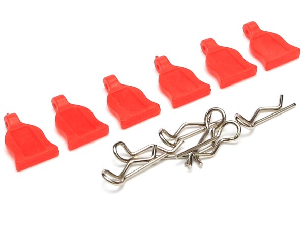 Team Raffee & Co RC Body Clip With Rubber Tab (6) Red TRC/HY00148R