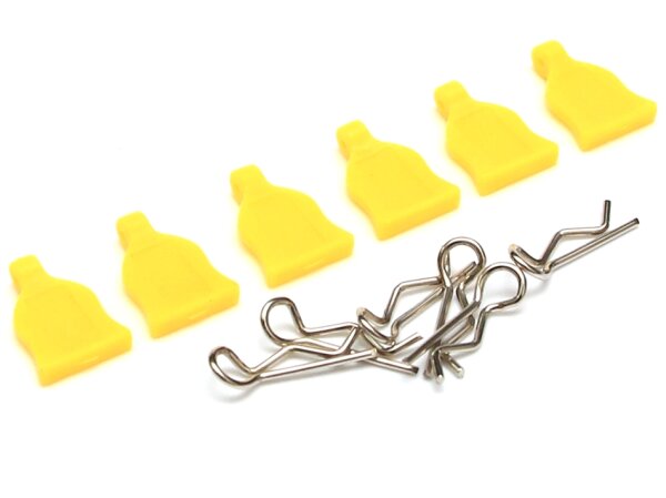 Team Raffee & Co RC Body Clip With Rubber Tab (6) Yellow TRC/HY00148Y