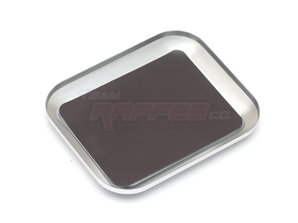 Team Raffee & Co Aluminum Screw Tray With Magnetic Pad For RC Car (108MM X88MM) Silver BRHY00315S