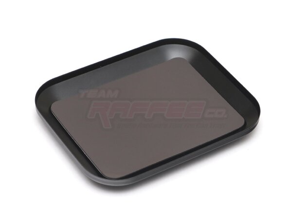 Team Raffee & Co Aluminum Screw Tray With Magnetic Pad For RC Car (108MM X88MM) Black BRHY00315BK