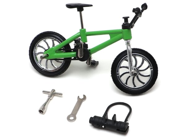 Team Raffee & Co Scale Accessories - BMX Bike w/ Lock & Wrench Style B 1Pc Green BRSCAC231G