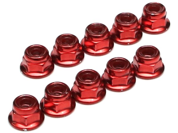 Team Raffee & Co 4MM Aluminum Lock Nuts - 10 pcs Red TRC/HY00004R