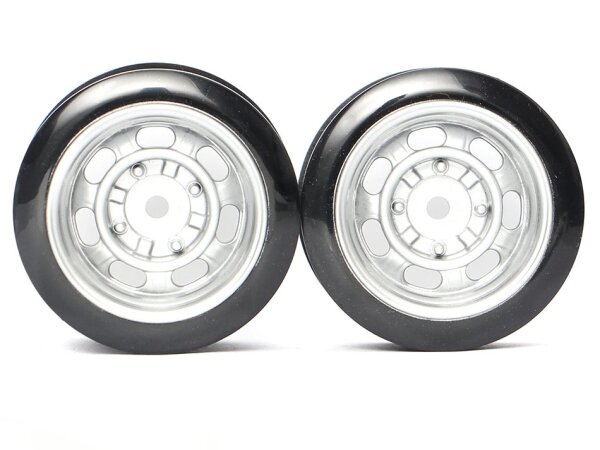 Team Raffee & Co Classic Fake Tire Wall Wheel Set (2Pcs) Silver For 1/10 RC Car (6mm Offset) BRTR-5036S.6