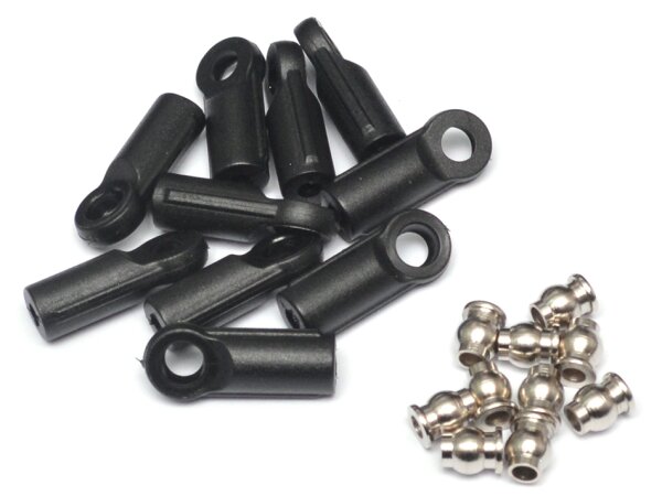 Team Raffee & Co M3 Nylon Rod Ends (Straight) 18.5MM w/ Steel Pivot Ball (5.8x3x7.4mm) (10) BRQ90342
