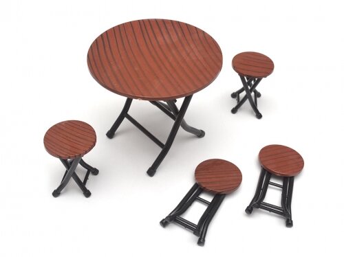 Team Raffee & Co Scale Accessories Old School Round Folding Table and Chair set BRSCAC105