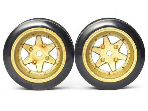 Team Raffee & Co Classic Fake Tire Wall Wheel Set (2Pcs) Gold For 1/10 RC Car (6mm Offset) BRTR-5034G.6