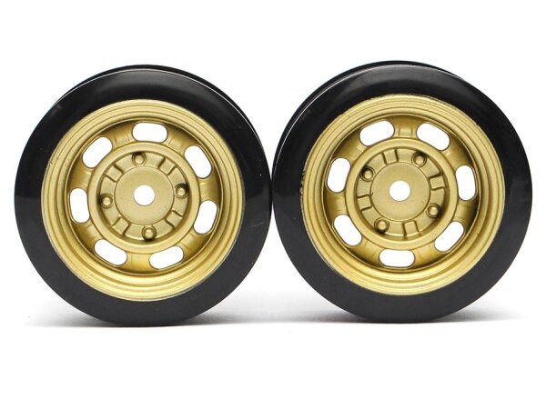 Team Raffee & Co Classic Fake Tire Wall Wheel Set (2Pcs) Gold For 1/10 RC Car (3mm Offset) BRTR-5036G.3