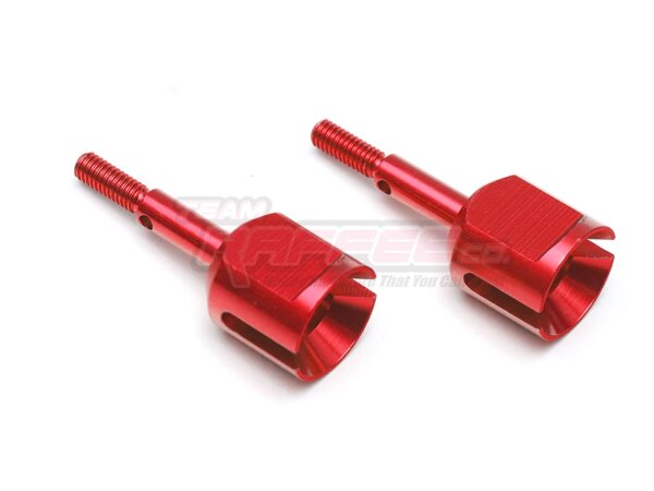 Team Raffee & Co Aluminum Wheel Axle (2) Red for Tamiya TT-02 TRC/TT02-013R